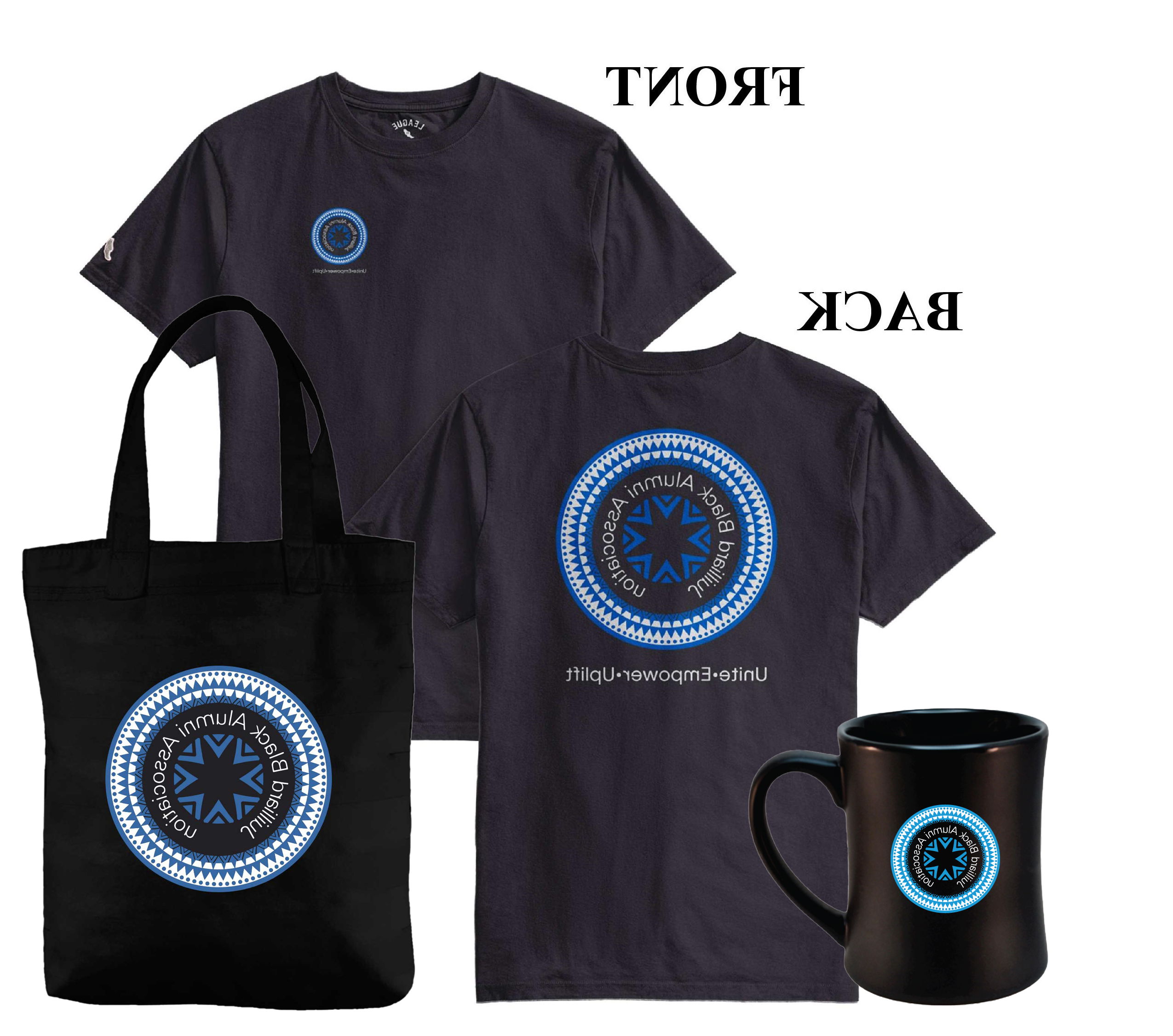 JBAA t-shirt, tote bag, and coffee mug merch