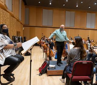 Valerie Coleman at a Pre-College Orchestra rehearsal